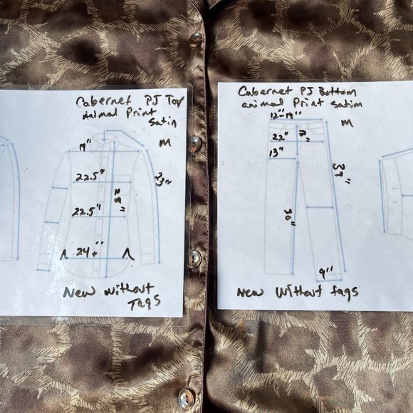 Cabernet 2 Pc Set satin animal print pajama's M long sleeve - Picture 7 of 8